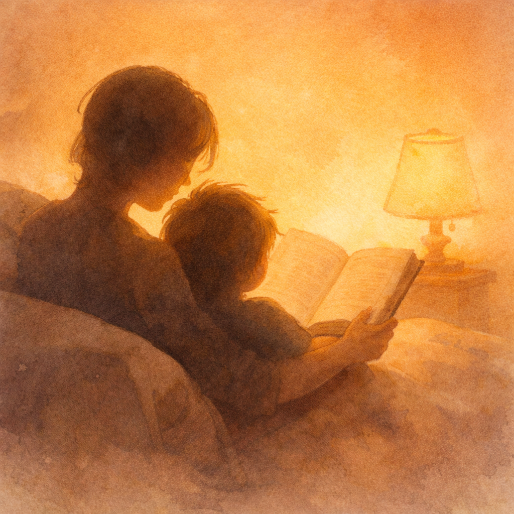 Parent and child reading together